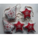 Stoffanhänger Weihnachten natur 5er Set