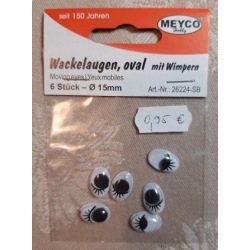 Wackelaugen oval mit Wimpern